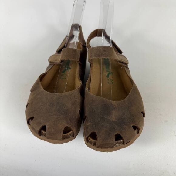BioNatura Solo Mary Jane Cork Sandal Women's 8 Brown Distressed Leather Slip-On - Picture 4 of 10